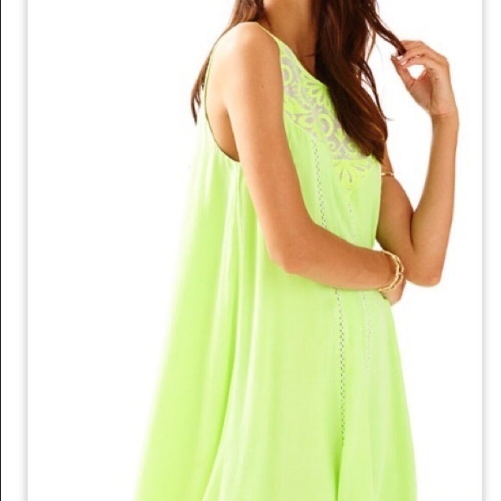 Lilly Pulitzer Cammie Trapeze Dress in Lemon Drop Neon Yellow